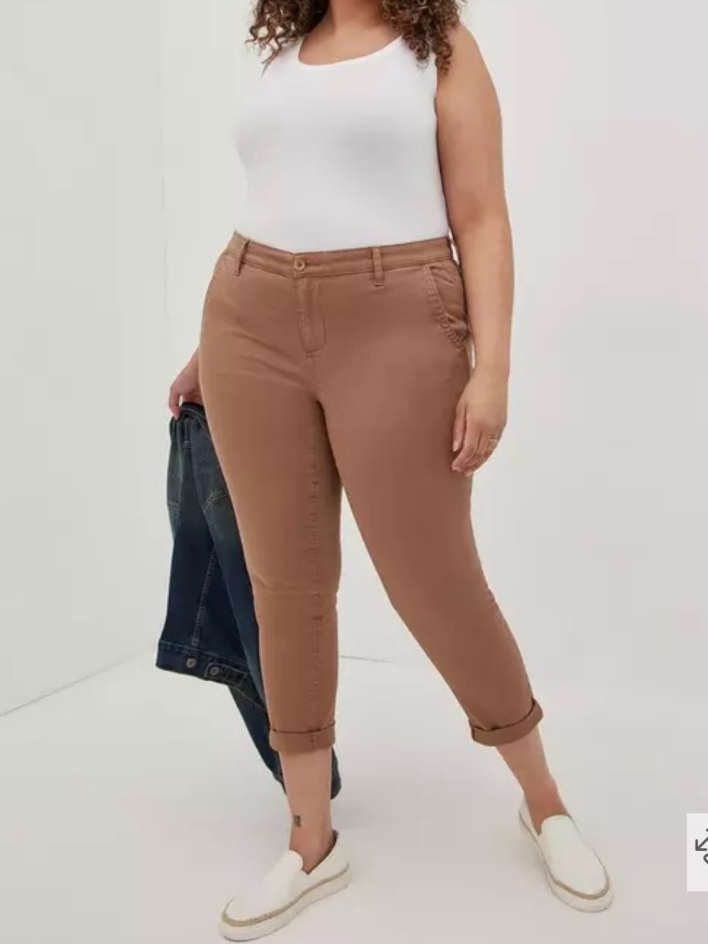 Torrid Brown Khaki Crop Skinny Chino Stretch Twill Mid-Rise Pant Size 16